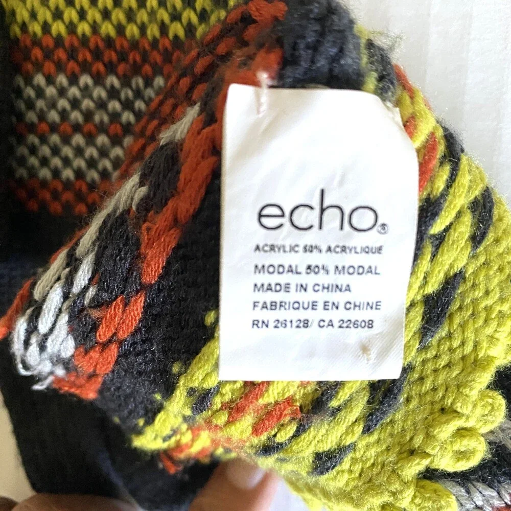 Echo Geometric Multicolor Knit Gloves Warm Stretch Winter Accessory